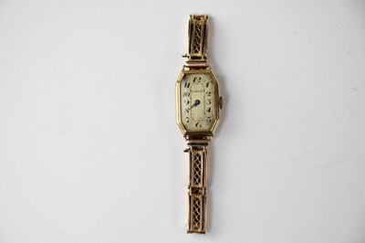 Lot 1268 - ELKINGTON; a yellow metal ladies' wristwatch,...