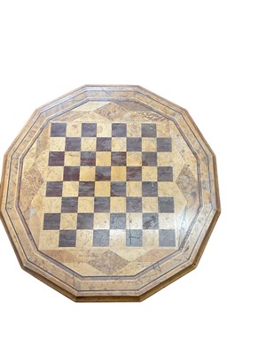Lot 35 - An unusual 19th century walnut chess topped...