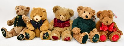 Lot 424 - HARRODS; five Christmas bears, comprising 1994,...