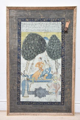 Lot 2336 - A large Indian Mughal painting on silk,...