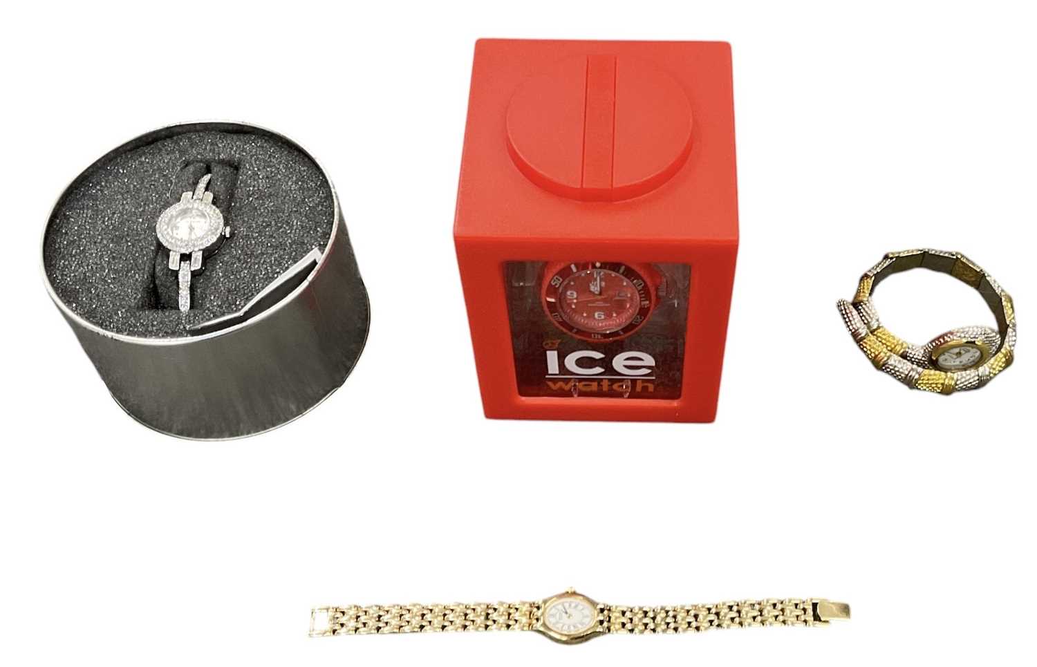 Lot 1830 - Four lady's dress watches including a cased...