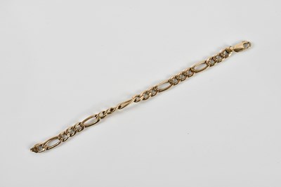 Lot 36 - A yellow metal flat link bracelet, length 19cm,...