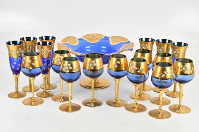 Lot 330 - A collection of Murano style blue, gilt and...
