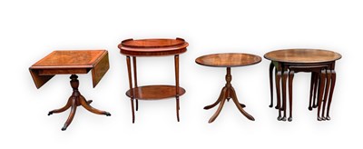 Lot 2224 - A pair of occasional tables, a two tier table...