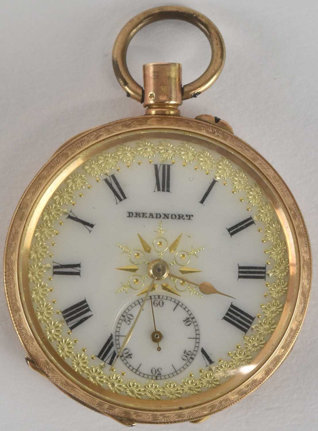 Lot 1784 - A lady's small 14K gold pocket watch, the case...