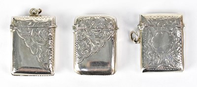 Lot 607 - Three hallmarked silver vesta cases, various...
