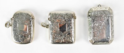 Lot 608 - Three hallmarked silver vesta cases, various...