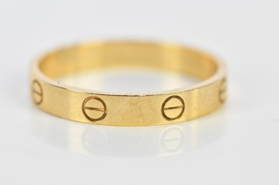 Lot 200A - CARTIER; an 18ct yellow gold 'Love' ring, size...