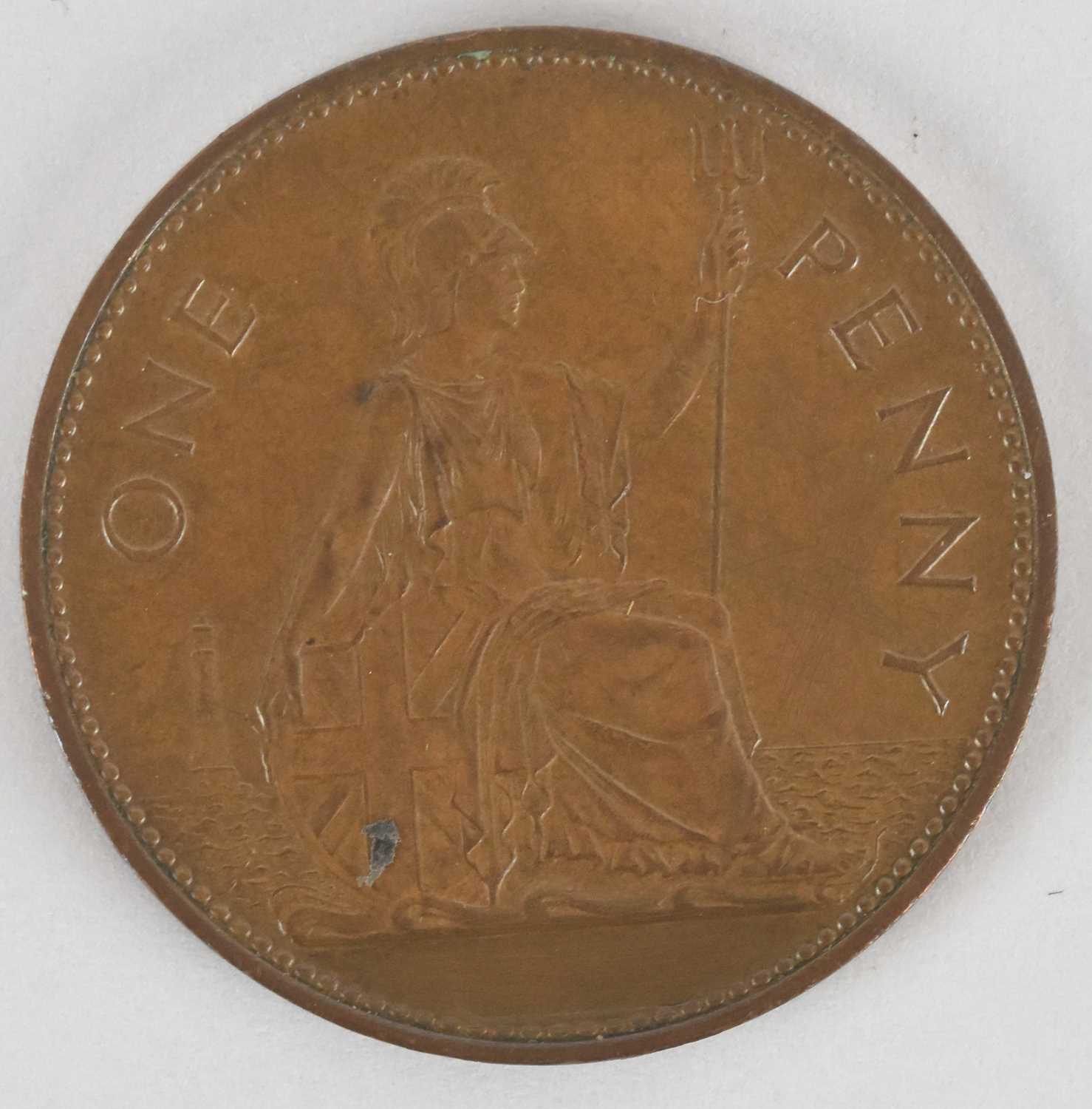 Lot 1763 - An Elizabeth II one penny error/misstrike coin.