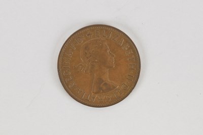 Lot 1763 - An Elizabeth II one penny error/misstrike coin.