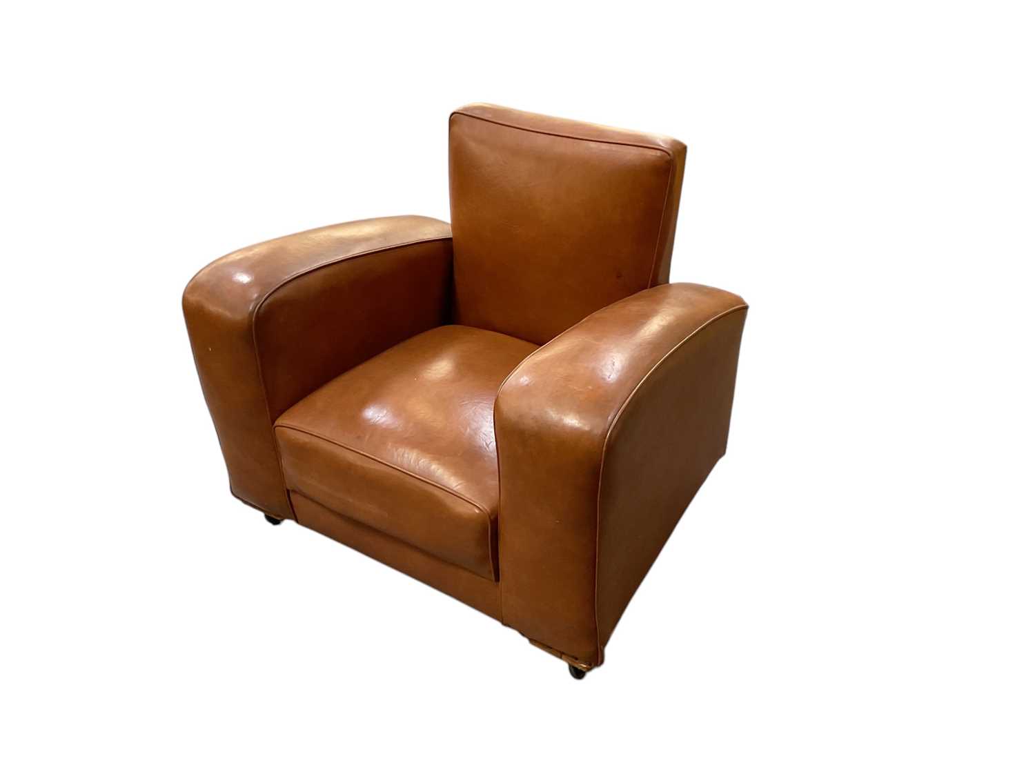 Lot 47 - A modern brown leather upholstered Art Deco...