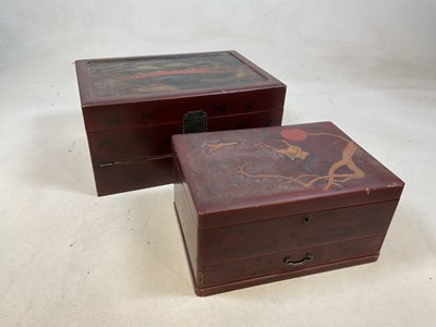 Lot 92 - An early 20th century Japanese red lacquered...