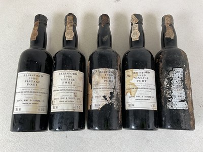 Lot 95 - PORT; five bottles of 1980 vintage Berisford...