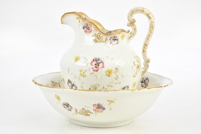 Lot 248 - A floral transfer 'Rocco Pansy' pattern wash...