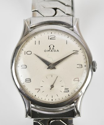 Lot 578 - OMEGA; a gentleman's stainless steel manual...