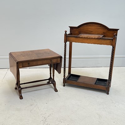 Lot 1046 - A walnut single drawer sofa table, height 48cm,...