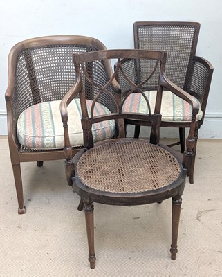 Lot 1164 - Two mahogany framed bergère armchairs and a...