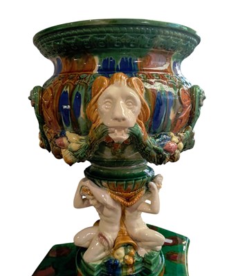 Lot 189 - A reproduction majolica style jardiniere and...