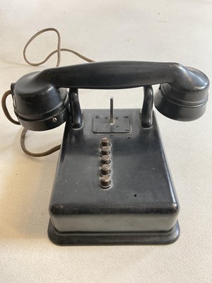 Lot 34 - A vintage black bodied wall mounted telephone...