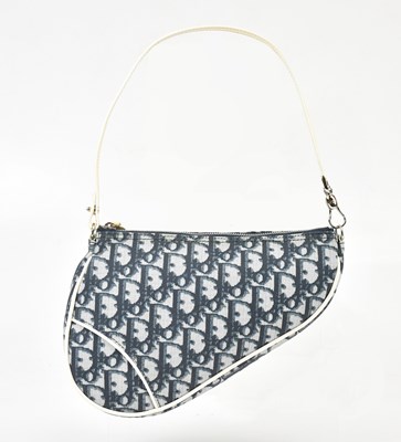 Lot 645 - CHRISTIAN DIOR; a blue and cream coated canvas...