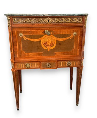 Lot 2200 - A Continental rosewood and inlaid secretaire,...