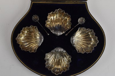 Lot 1149 - A cased set of four Victorian salt dishes in...