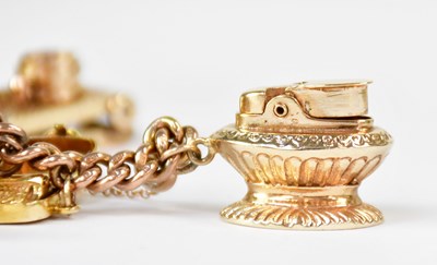 Lot 810 - A 9ct yellow gold curb link charm bracelet...