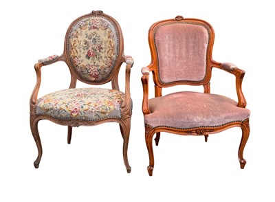 Lot 2215 - A French style tapestry upholstered open arm...