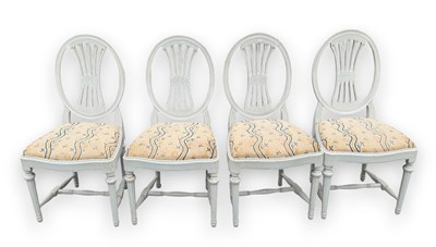 Lot 2218 - A set of four cream painted chairs with oval...