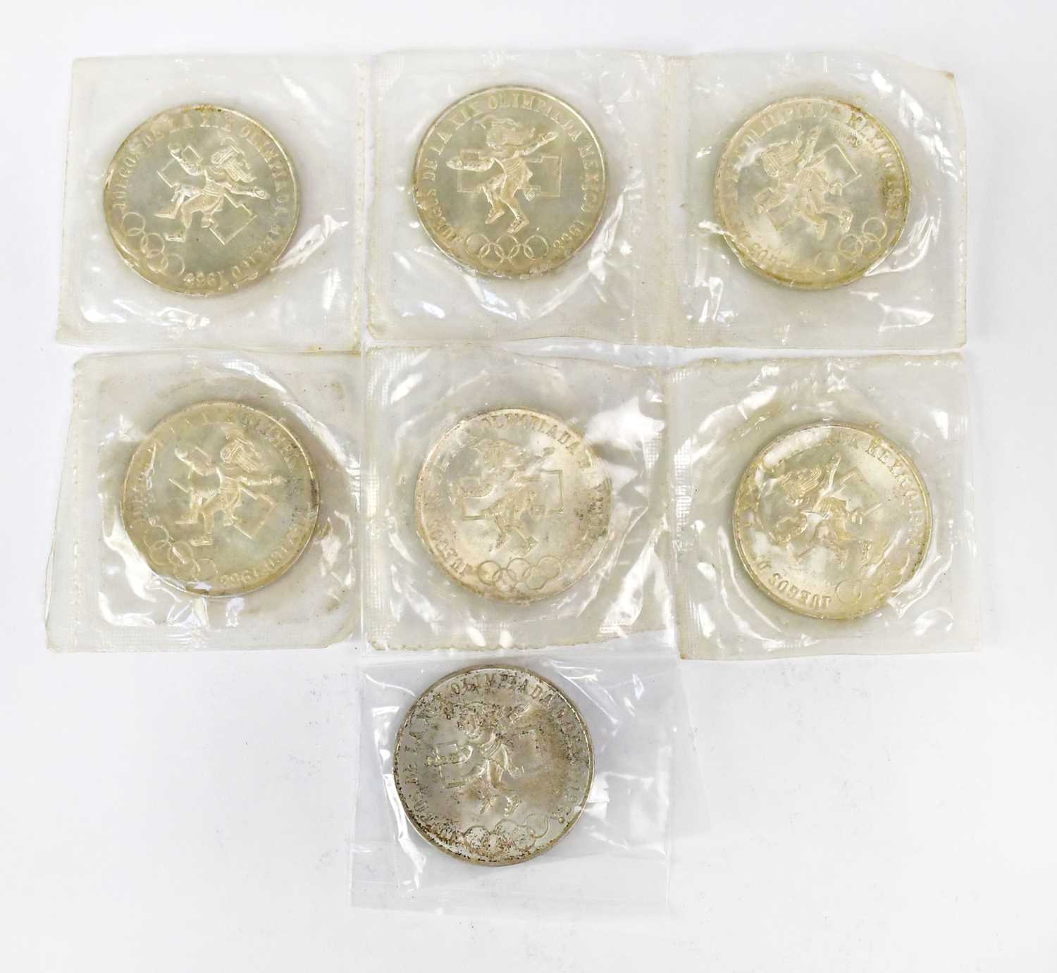 Lot 974 - Seven Mexican commemorative silver coins, 720...