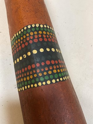 Lot 52 - An Aboriginal didgeridoo with three bands of...