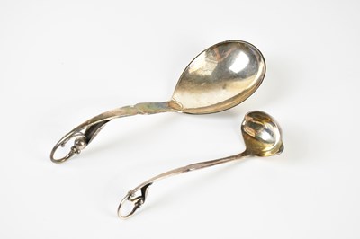 Lot 117 - GEORG JENSEN; a sterling silver 'Peapod' spoon,...