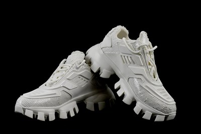 Lot 707 - PRADA; a pair of Cloudbust Thunder chalk white...