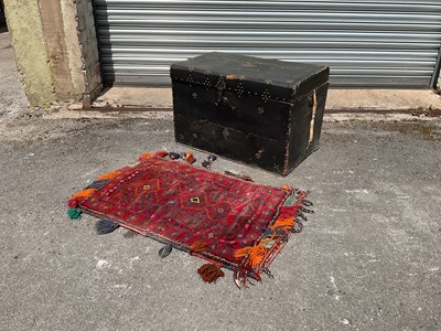 Lot 2180 - A vintage brass studded trunk, width 72.5cm,...