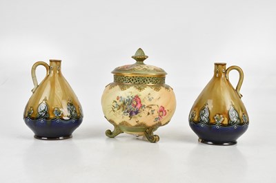 Lot 207 - ROYAL DOULTON; a pair of Artware flasks, with...