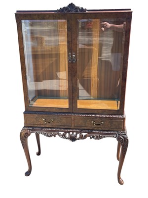 Lot 2204 - A Queen Anne style walnut display cabinet with...