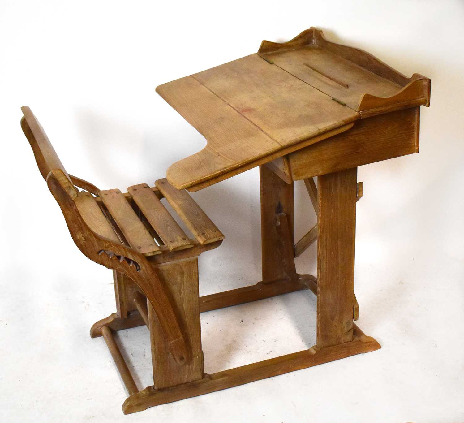 Lot 1696 A pine school desk