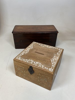 Lot 28 - A 19th century inlayed music box case (case...