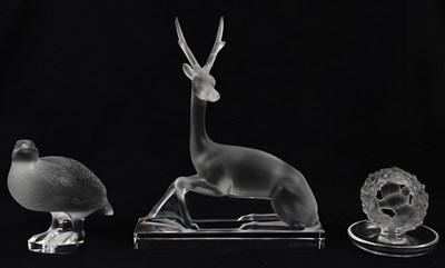 Lot 191 - LALIQUE FRANCE; three pieces of contemporary...