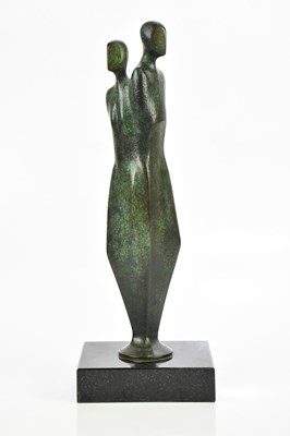 Lot 32 - STEPHEN BROADBENT; a bronze figure group of...
