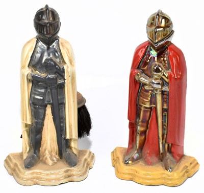 Lot 309 - Two novelty cast iron companion sets modelled as suits of armour