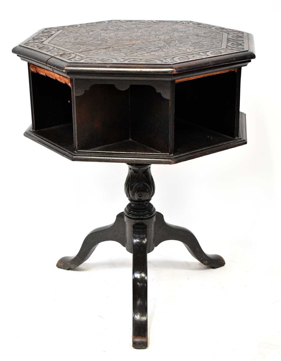 Lot 20 - An early 20th century carved oak octagonal...