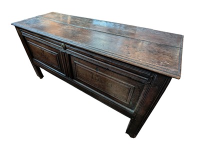 Lot 2252 - A 17th century panelled oak coffer, dated 1690,...