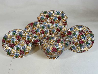 Lot 260 - ROYAL WINTON; a chintz 'Margurite' tea service...