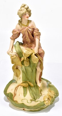 Lot 408 - ROYAL DUX; an Art Nouveau posy vase representing a maiden