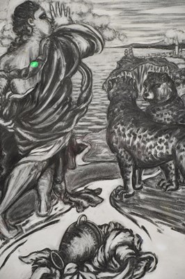 Lot 37 - DAVID GILBERT (1928-2016); charcoal and chalk,...