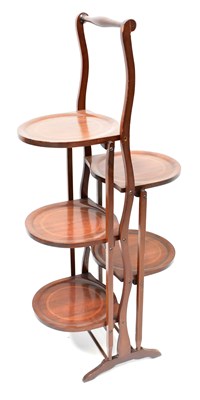 Lot 51 - An Edwardian mahogany line inlaid five-tiered...