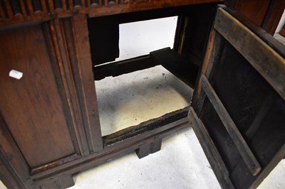 Lot 122 - A 17th century oak court cupboard of small...