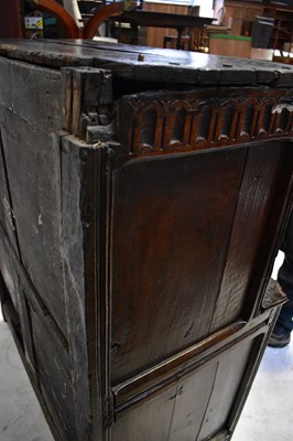 Lot 122 - A 17th century oak court cupboard of small...