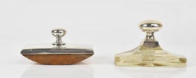 Lot 2146 - A silver mounted glass paperweight and desk...